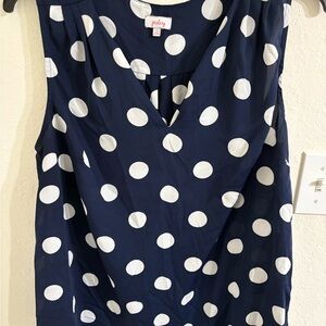 Pixley Plus Size Navy and White Polka Dot Top
